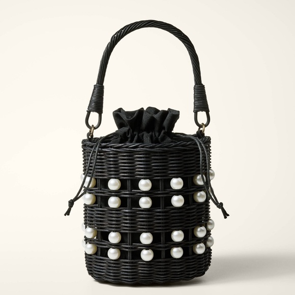kate spade Handbags - ♠️🤍Pearl Embellished Basket Bucket Bag - kate spade new york x Target Black